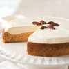 1 - Cognac Pumpkin Cheesecake (10”): cheesecake enriched with pumpkin and a touch of Cognac, all baked into a graham cracker crust then topped with a feathery light whipped cream