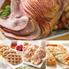 Celebration Brunch with spiral ham, Belgian waffles, cinnamon rolls and Quiche Lorraine