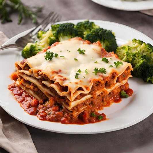 Meat Lasagna chef-prepared frozen meal with vegetable medley from SendaMeal.com