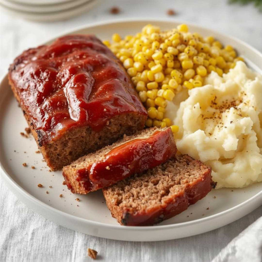 Homestyle Meatloaf prepared meal with mashed potatoes and sweet corn from SendaMeal