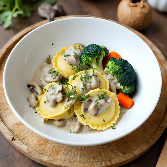 Mushroom Ravioli Alfredo