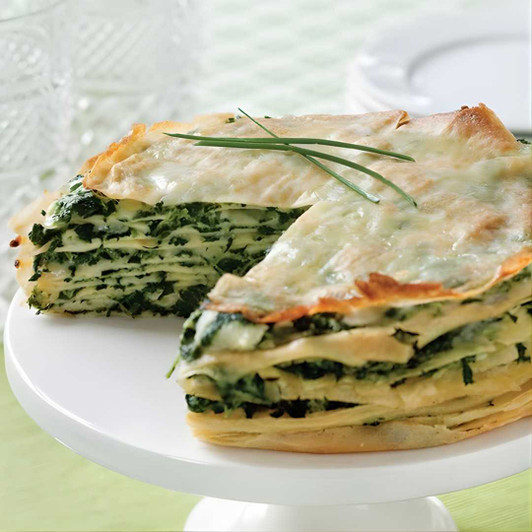 Spinach Gruyère Crêpe Gâteau SendaMeal.com