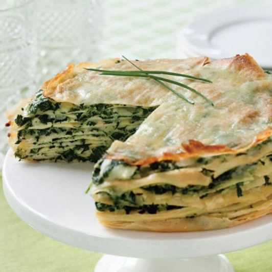 Spinach Gruyère Crêpe Gâteau View All Meals SendaMeal.com 86.95