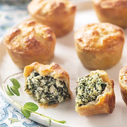 Spinach Artichoke Pie Bites in flaky pastry