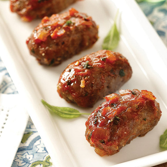 Mini Wagyu Meatloaf bites with tomato glaze