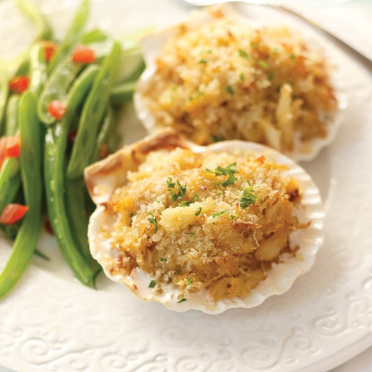 Crab Imperial arranged for serving