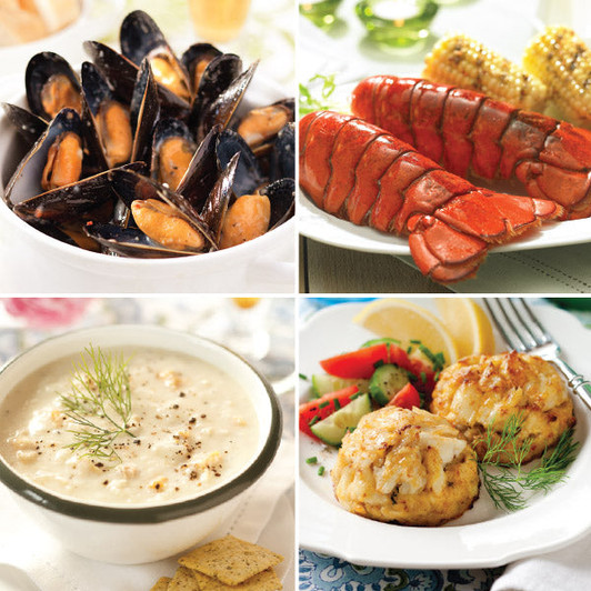 Seafood Entrée Sampler for Two arranged for serving