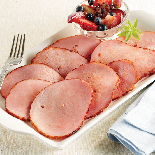 Canadian Bacon arranged for serving