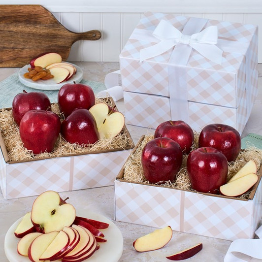 Happy Holidays Red Apples Fruit Gift Tower