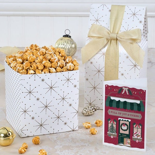 Classic Christmas White Chocolate Caramel Popcorn Gift