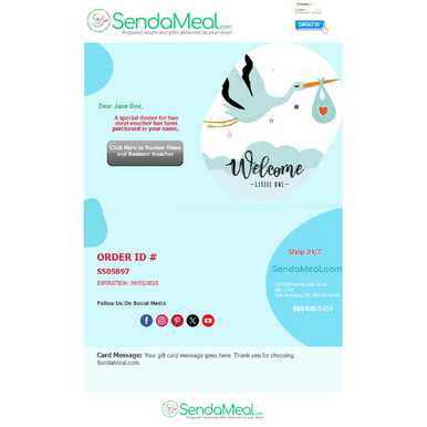 New Baby Meal Gift SendaMeal.com