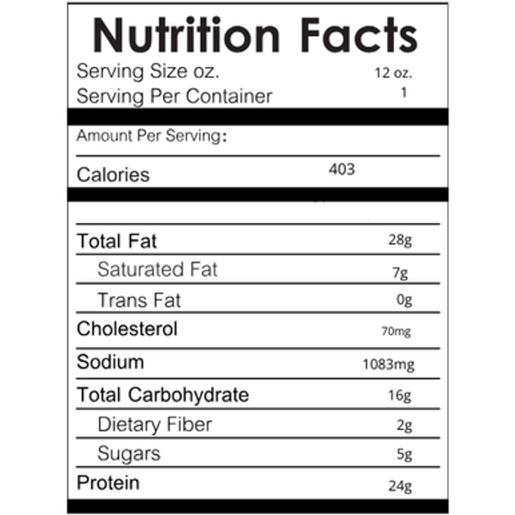 Sausage and Peppers Nutrition Facts