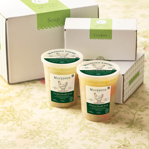 Each Chicken Noodle Soup Care Package serves 6-8.