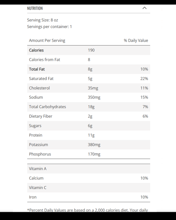Soup Car Package Gift Nutrition Facts