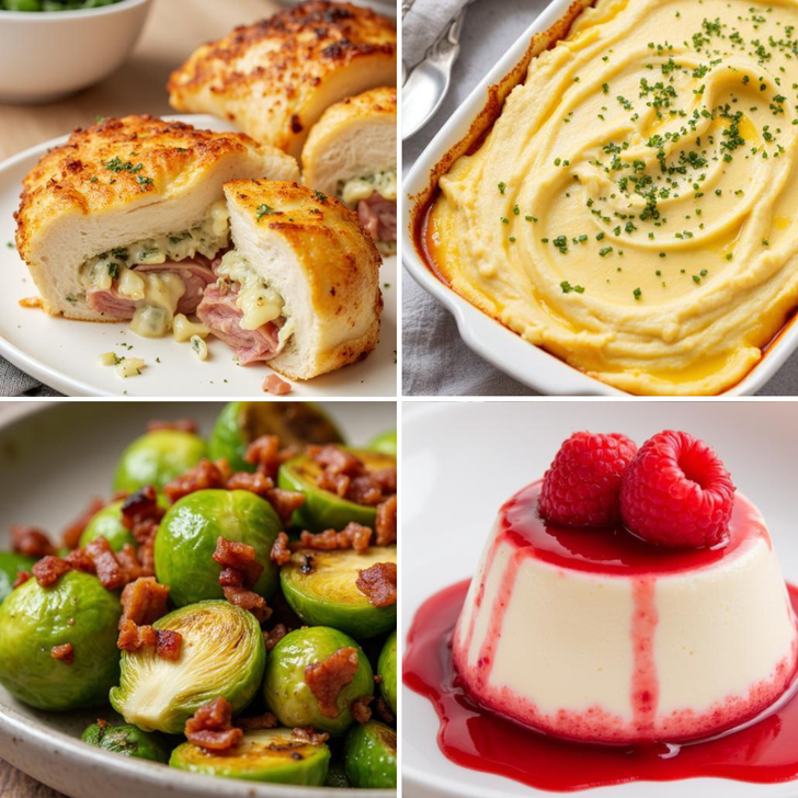 Creamy Stuffed Chicken Dinner with Dessert
