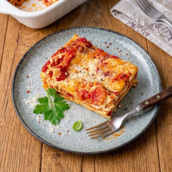 Roasted Vegetable Lasagna with marinara sauce vegetarian meal