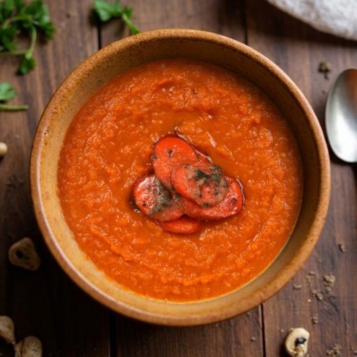 Carrot Ginger Soup, smooth vegan dairy-free blend of sweet carrots and fresh ginger to soothe post surgery nausea