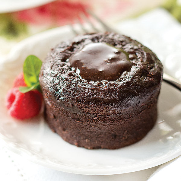 Molten chocolate cake with a chocolate center