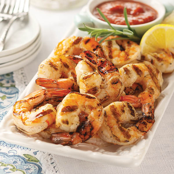 Grilled shrimp and cocktail sauce component of the Seafood Cocktail Collection
