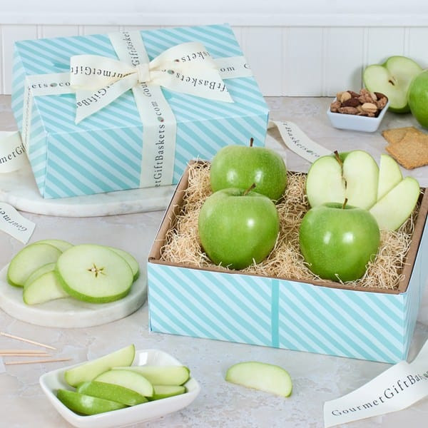 Happy Holidays Green Apples Fruit Gift Box