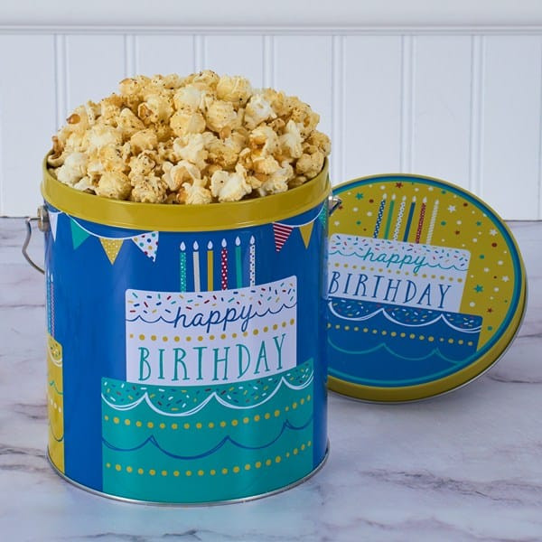 Happy Birthday Salt and Pepper Popcorn Tin
