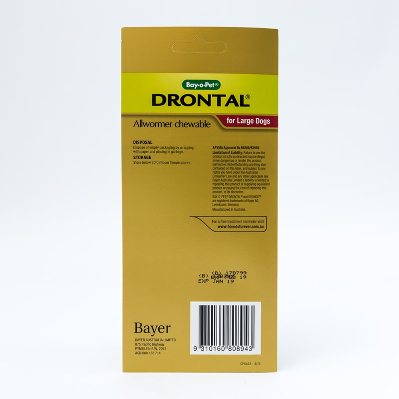 Drontal Allwormer Chewable for Large Dogs 22-77lbs (10-35kg)