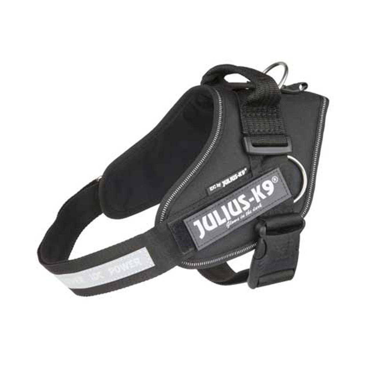 Julius-K9 IDC-Powerharness For Dogs With Siderings "Julius-K9" Illuminated Hook & Loop Patches Size: 0, Black