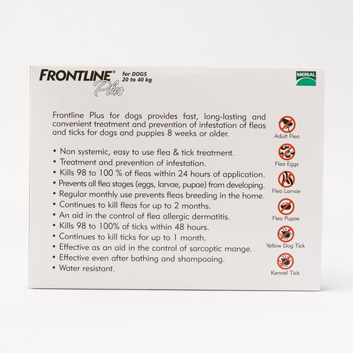 Frontline Plus Large Dogs 45-88lbs(20-40kg), 3 Pack
