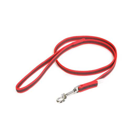 Julius-K9 Color & Grey Super-Grip Leash Red-Grey Width (1/2" / 14mm) Lenght (3ft/ 1 m) With Handle, Max for 66lb/30 kg Dog