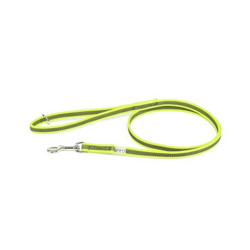 Julius-K9 Color & Grey Super-Grip Leash -Neon-Grey Width (1/2" / 14mm) Lenght (4ft / 1.2 m) With Handle and O ring, Max for 66lb/30 kg Dog