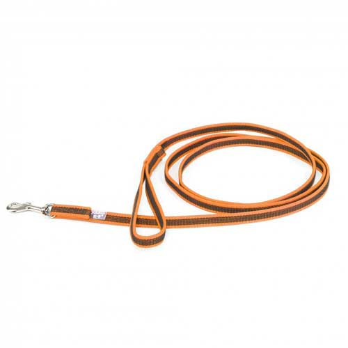 Julius-K9 Color & Grey Super-Grip Leash -Orange-Grey Width (1/2" / 14mm) Length (7ft / 2.2 m) Max for 66lb/30 kg Dog