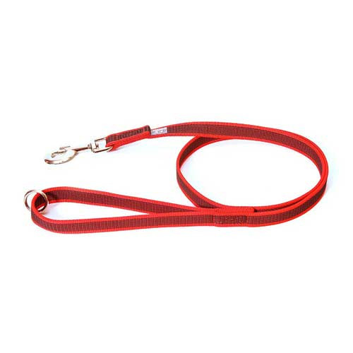 Julius-K9 Color & Grey Super-Grip Leash Red-Grey Width (0.7"/ 20mm) Length (4ft / 1.2 m) With Handle and O ring, Max for 110lb/ 50 kg Dog