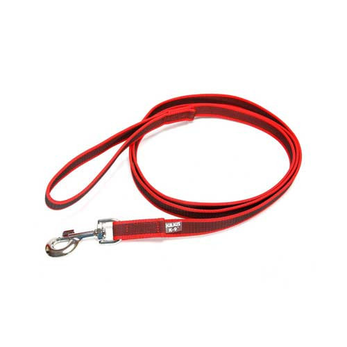 Julius-K9 Color & Grey Super-Grip Leash Red-Grey Width (0.7"/ 20mm) Length (6.5ft / 2 m) With Handle , Max for 110lb/ 50 kg Dog