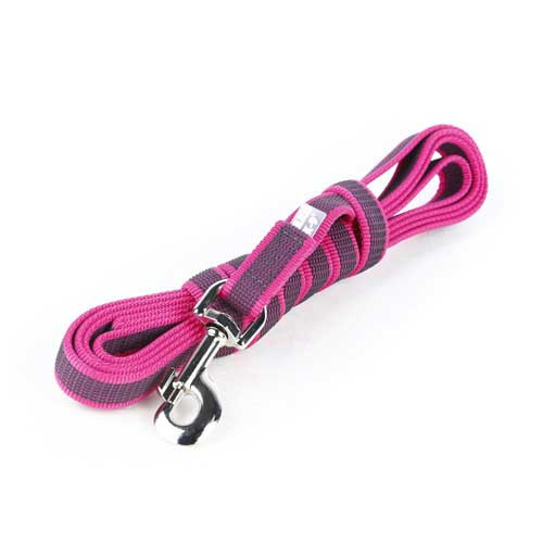 Julius-K9 Color & Grey Super-Grip Leash Pink-Grey Width (0.7" / 20mm) Length (16ft / 5 m) With Handle, Max for 110lb/ 50 kg Dog