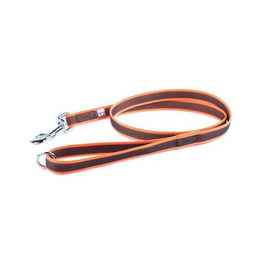 Julius-K9 Color & Grey Super-Grip Leash orange-Grey Width (0.7"/ 20mm) Length (4ft / 1.2 m) With Handle and O ring, Max for 110lb/ 50 kg Dog
