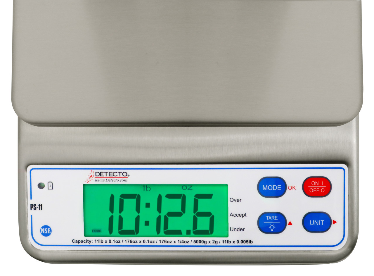 Detecto PS11 Stainless Steel Portion Scale with Checkweighing Mode