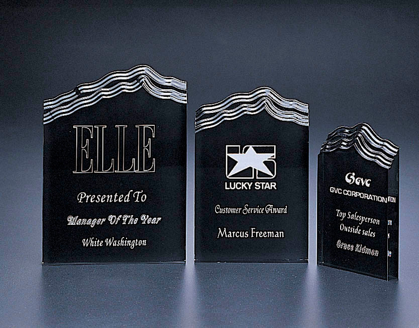 7" WAVY-TOP BLACK RECT. AWARD