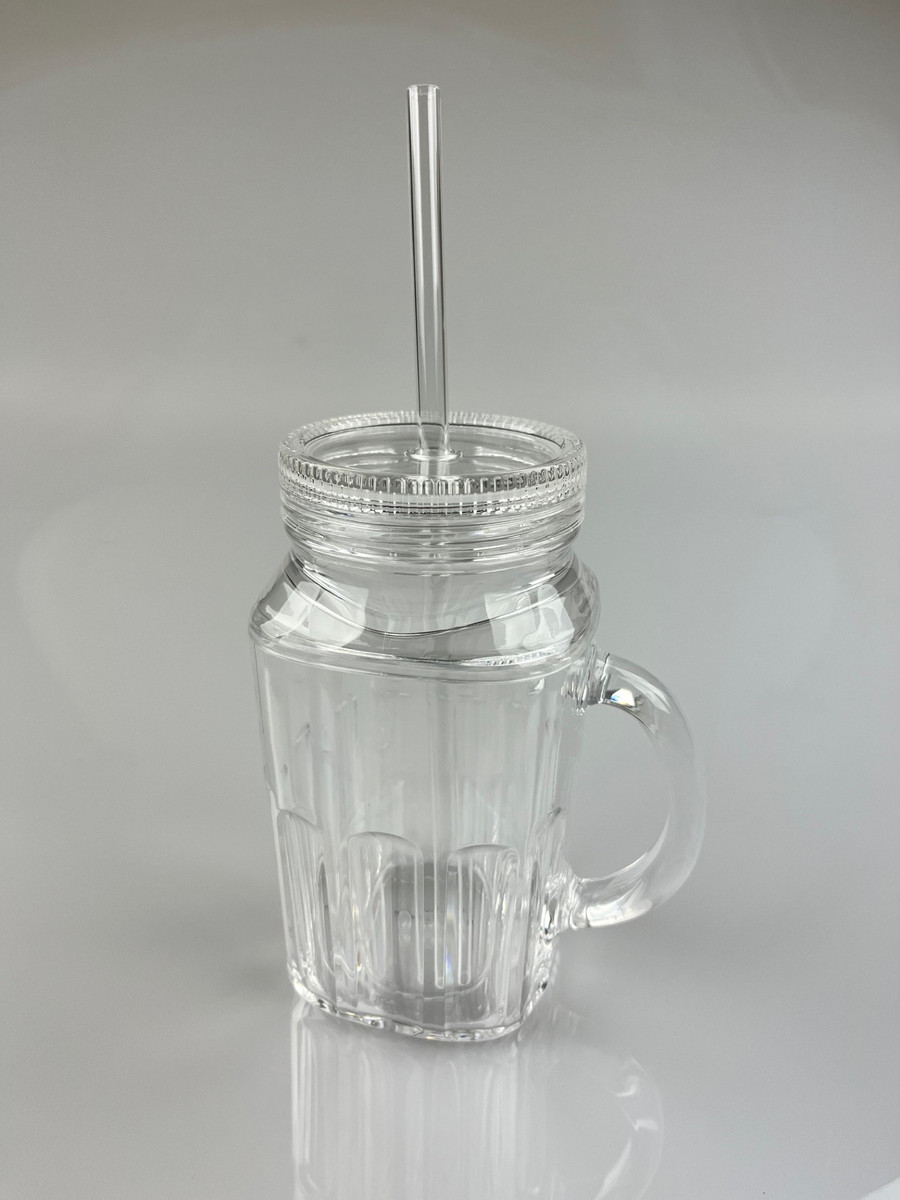  15OZ DOUBLE WALL MASON TUMBLER W/ STRAW