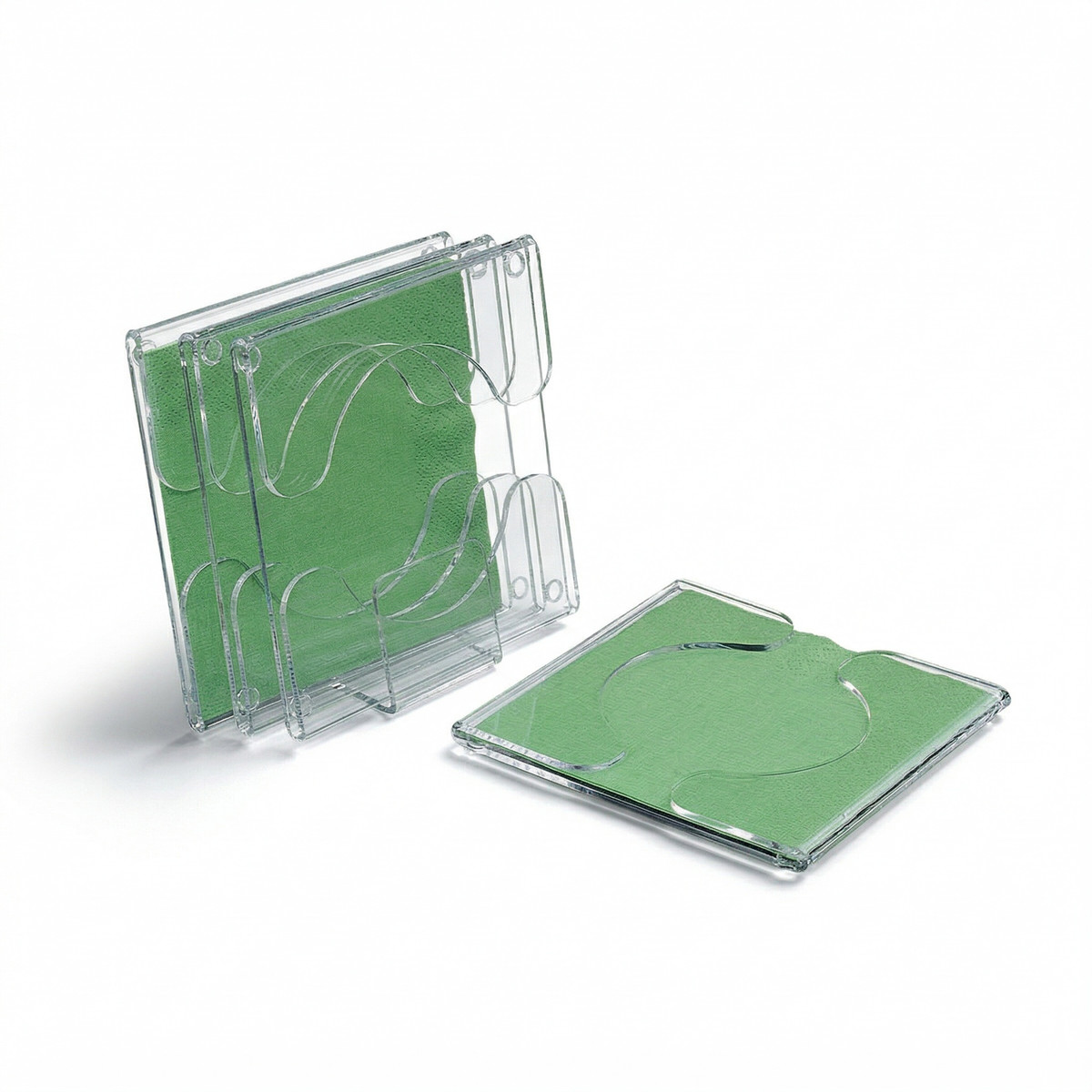  DOUBLE FOLD COCKTAIL NAPKIN COASTER W/ STAND (4/SET)