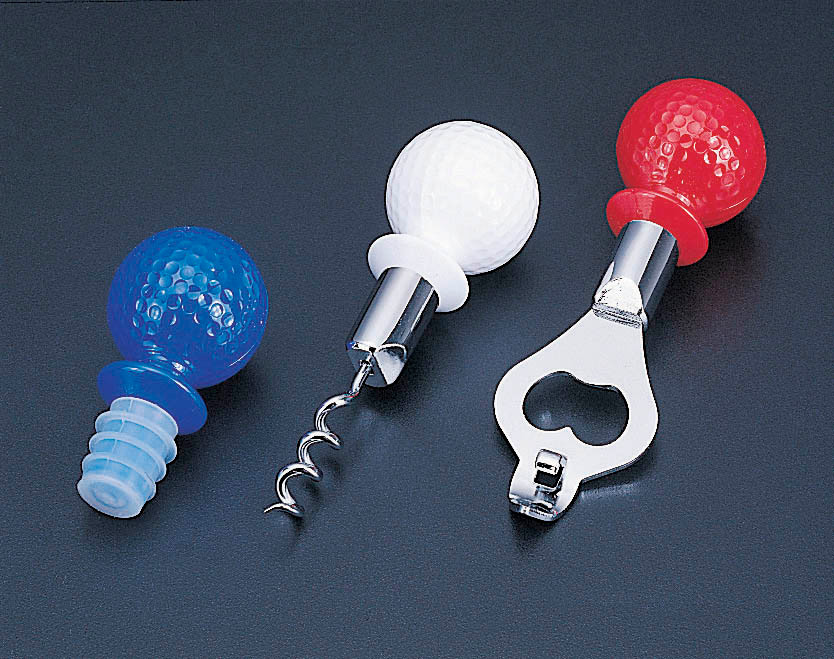  GOLF BALL WINE BOTTLE ACCESSORIES (3/SET)