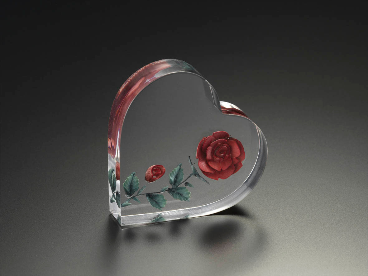  RED ROSSE WITHIN HEART PAPER WEIGHT