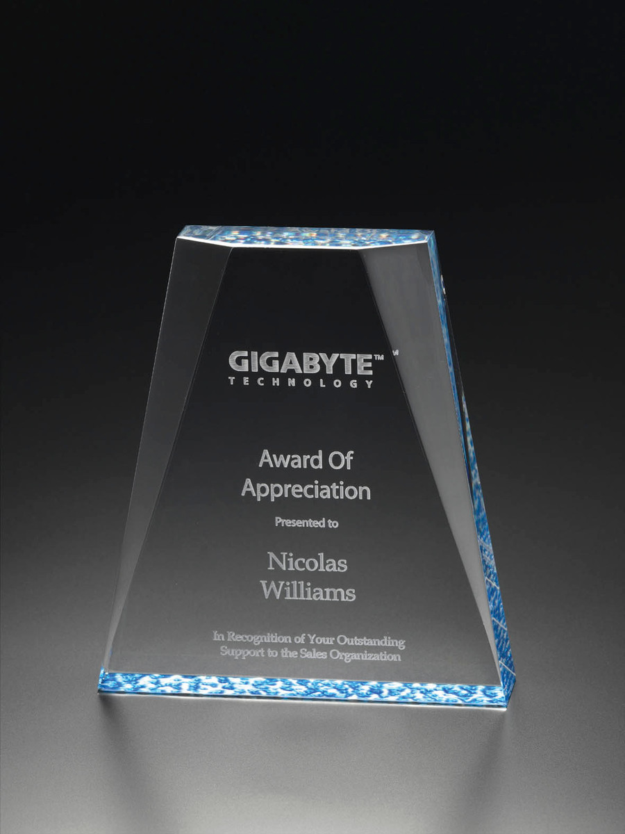 2-SIDE BEVELED EMBOSSED TRAPEZOID AWARD