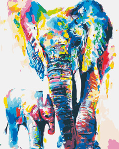 Colourful Father and Son elephant Colourful Father and Son elephant