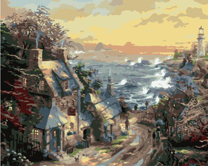 Stony Cottage with Ocean View Paint by Numbers Kit Stony Cottage with Ocean View Paint by Numbers Kit