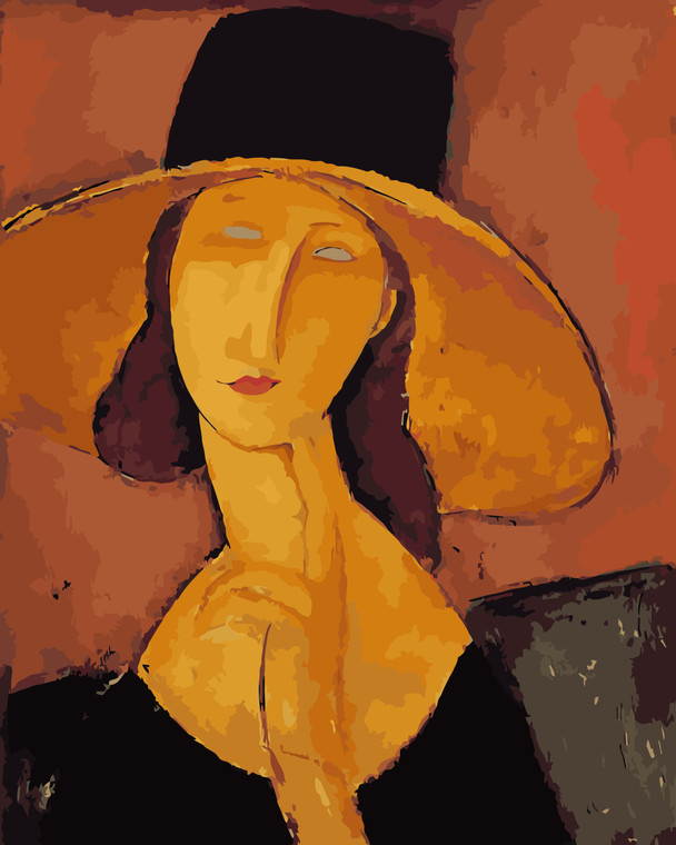 Portrait of Jeanne Hebuterne in a Large Hat by Amedeo Modigliani Paint by Numbers Kit