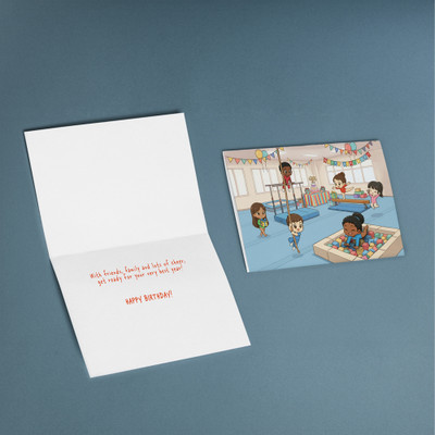 Gymnastics Party Birthday Card