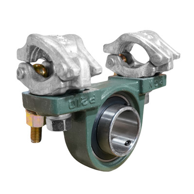 Bearing Clamp showing bearing on bottom with scaffold clamps on top