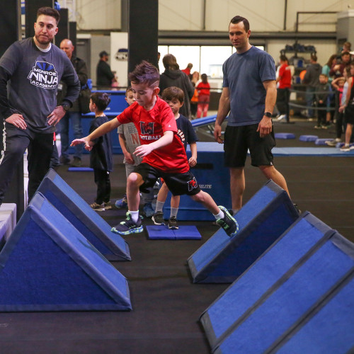 Blue Angled Steps at Monroe Ninja Academy