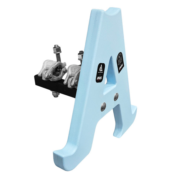 A Cradle in light blue side view A Cradle in light blue side view