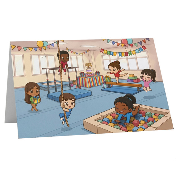 Gymnastics Party Birthday Card